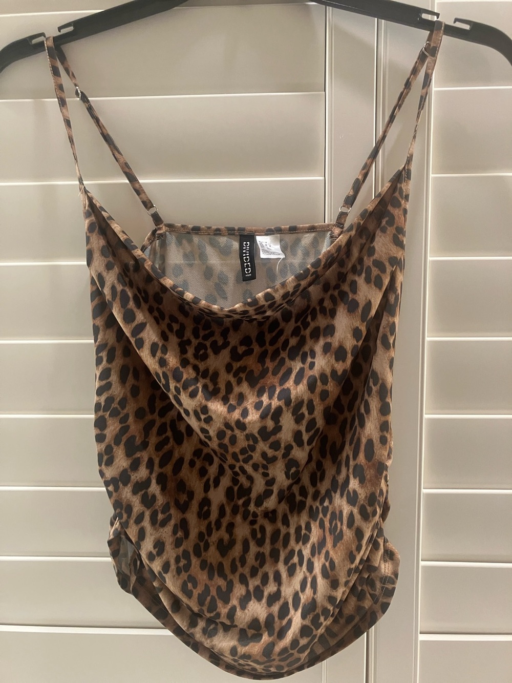 Divided H&M Leopard Print Satin Cowl Neck Cami - Brown/Black